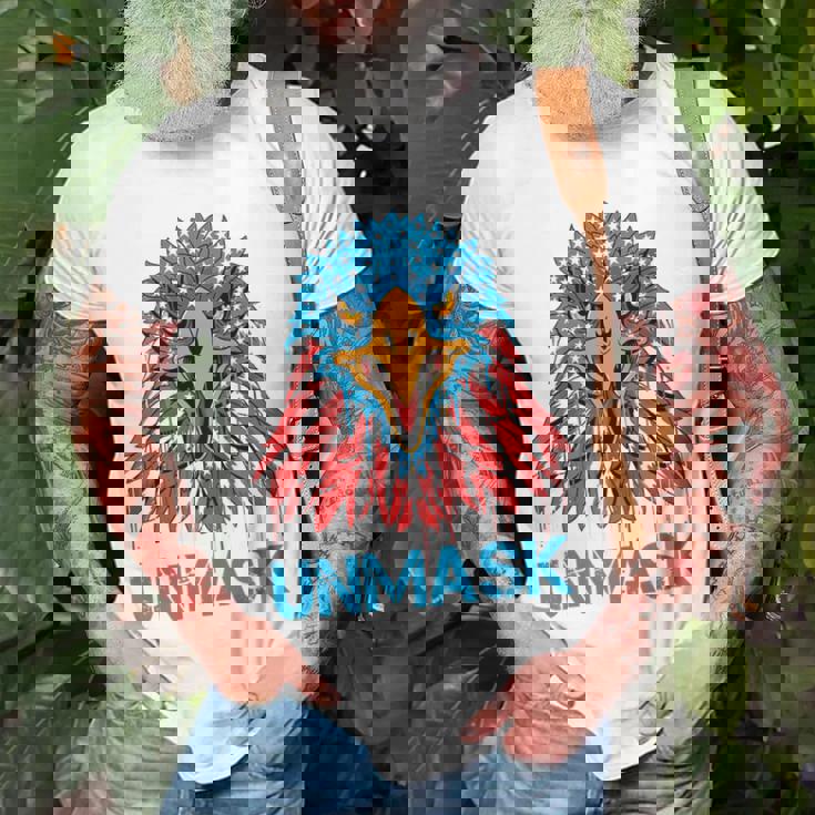 Unmask Usa 4Th Of July Eagle -On Back No More Mask 4 Of July Unisex T-Shirt Gifts for Old Men