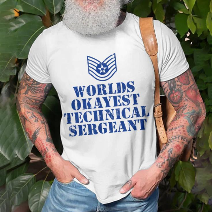 Worlds Okayest Airforce Technical Sergeant T-Shirt Gifts for Old Men