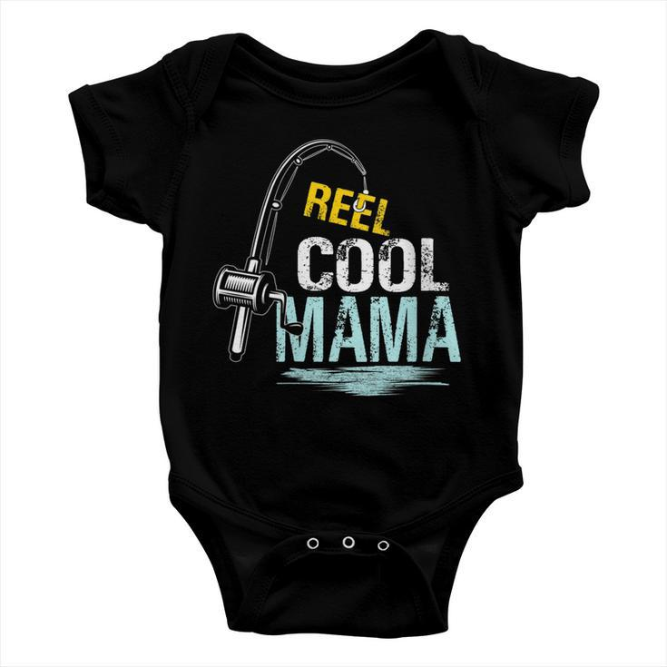 Reel Cool Mama Fishing Fisherman Funny Retro Gift For Womens Gift For Women Baby Onesie