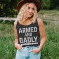 Armed And Dadly Funny Armed Dad Pun Deadly Father Joke Unisex Tank Top