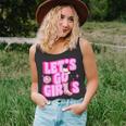 Cowgirl Lets Go Girls Cowgirl Pink Hat Boots Western Unisex Tank Top