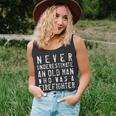 Never Underestimate An Old Man Firefighting Firefighter Gift Unisex Tank Top