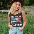 Patriotic Pontoon Captain Us American Flag Funny Boat Owner Unisex Tank Top