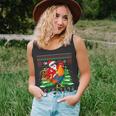Santa With Rooster Christmas Tree Farmer Ugly Xmas Sweater Tank Top