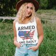 Funny Fathers Day Pun Us Flag Deadly Dad Armed And Dadly Unisex Tank Top
