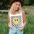 Retro Happy Face 70S Distressed Checkered Pattern Smile Face Unisex Tank Top
