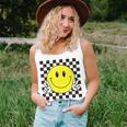 Yellow Smile Face Cute Checkered Peace Smiling Happy Face Tank Top
