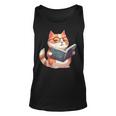 Bookish Cat With Glasses - Cute & Intellectual Design Unisex Tank Top