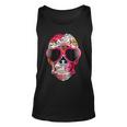 Day Of The Dead Sugar Skull Pink Heart Sunglasses Unisex Tank Top