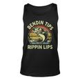 Fathers Day Dad Bendin Tips Rippin Lips Funny Papa Fishing Unisex Tank Top