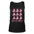 Retro Lets Go Girls Boot Pink Western Cowgirl Unisex Tank Top