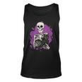 Skeleton Holding A Black Cat Lazy Halloween Costume Skull Tank Top
