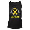I Am A Warrior Childhood Cancer Awareness Gold Ribbon Tank Top