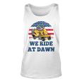 We Ride At Dawn Suburban Lawns Lawnmower Dad Lawn Caretaker Unisex Tank Top