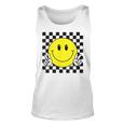 Yellow Smile Face Cute Checkered Peace Smiling Happy Face Tank Top