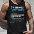 10 Things I Want In My Life Cars More Cars Funny Car Guy Unisex Tank Top Gifts for Him