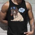 Adorable Beige Puppy Pug In Pilot He Unisex Tank Top Gifts for Him