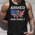 Armed And Dadly Funny Fathers Day Pun Us Flag Deadly Dad Unisex Tank Top Gifts for Him