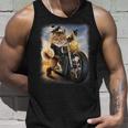 Biker Tabby Cat Riding Chopper Motorcycle Unisex Tank Top Gifts for Him