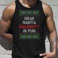 Dear Santa Naughty Is Fun Ugly Christmas Sweater Tank Top Gifts for Him