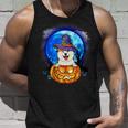 Dog Akita Witch Hat Pumpkin Scary Halloween Dog Lovers Unisex Tank Top Gifts for Him