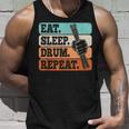 Eat Sleep Drum Repeat Funny Drummer Drumming Lover Retro Unisex Tank Top Gifts for Him
