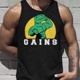 Exercise Motivation Trex Gains Gym Funny Dinosaur 2 Unisex Tank Top Gifts for Him