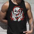 Fire Skeleton Halloween Costume Scary Goth Gothic Skull Tank Top Gifts for Him