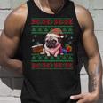Dog Lovers Cute Pug Santa Hat Ugly Christmas Sweater Tank Top Gifts for Him