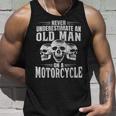 Funny Never Underestimate An Old Man On A Motorcycle Biker Unisex Tank Top Gifts for Him