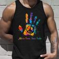 Hand Print Hippie Peace Sign More Love Less Hate Unisex Tank Top Gifts for Him