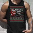 Where My Hos At Ugly Christmas Sweater Style Couples Tank Top Gifts for Him