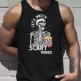 Let's Watch Scary Movies Skeleton Popcoin Halloween Costume Tank Top Gifts for Him