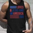 Loves Jesus And America Too American Flag Comfort Colors Shirt Independence Day Gift Red White And Blue Shirt God Bless America Unisex Tank Top Gifts for Him