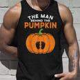 The Man Behind The Pumpkin Dad Halloween Pregnancy Reveal Tank Top Gifts for Him