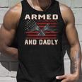 Men Armed And Dadly Funny Deadly For Fathers Day Usa Flag Unisex Tank Top Gifts for Him