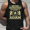 Never Underestimate Adam Personalized Name Unisex Tank Top Gifts for Him