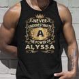 Never Underestimate Alyssa Personalized Name Unisex Tank Top Gifts for Him