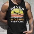 Never Underestimate An Old Man With A Plane Pilot Aviation Gift For Mens Unisex Tank Top Gifts for Him