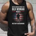 Never Underestimate An Old Woman With A Military Background Unisex Tank Top Gifts for Him