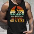Never Underestimate Funny Quote An Old Man On A Bicycle Retr Unisex Tank Top Gifts for Him