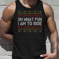 Oh What Fun I Am To Ride Ugly Christmas Sweater Pattern Tank Top Gifts for Him