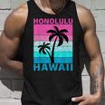 Palm Tree Vintage Family Vacation Hawaii Honolulu Beach Tank Top Gifts for Him