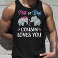 Pink Or Blue Cousin Loves You Elephants Gender Reveal Family Unisex Tank Top Gifts for Him