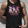 Pitbull Dog In October We Wear Pink Breast Cancer Halloween Tank Top Gifts for Him