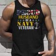 Proud Husband Of A Navy Veteran With American Flag Gift Unisex Tank Top Gifts for Him