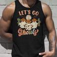 Retro Halloween Let's Go Ghouls Western Ghosts Disco Ball Tank Top Gifts for Him