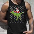 Santa Riding On T-Rex Santa Ugly Christmas Sweater Tank Top Gifts for Him
