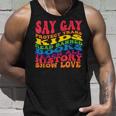 Say Gay Protect Trans Kids Read Banned Books Groovy Unisex Tank Top Gifts for Him