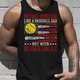 Softball Bonus Dad Like A Baseball Dad Us Flag Fathers Day Unisex Tank Top Gifts for Him